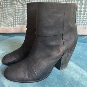 Rag & Bone Women Classic Newbury Ankle Boots Black Stacked Zip Size 40 9.5